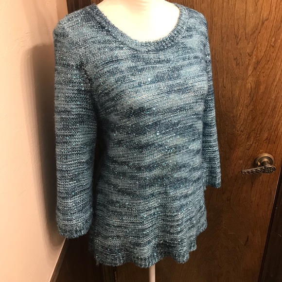 Brina & em Blue  Sweater with Sequins size L - Picture 2 of 8